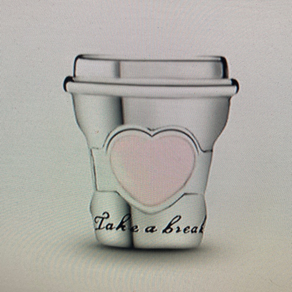 Pandora Silver Coffee Cup Charm with Pink Heart